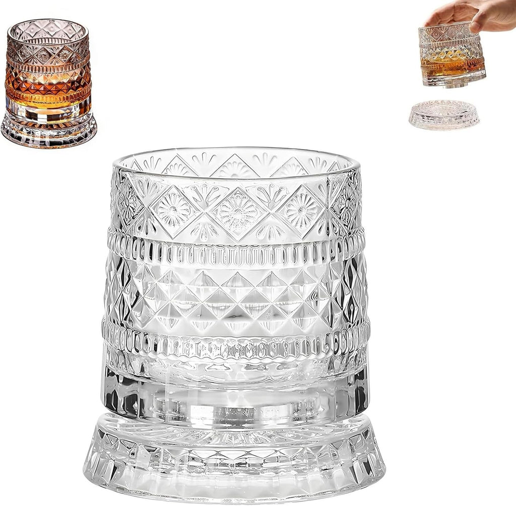Crystal Whiskey Glass 360 Degree Rotating Spinning Wine Glass Stress Relief UK