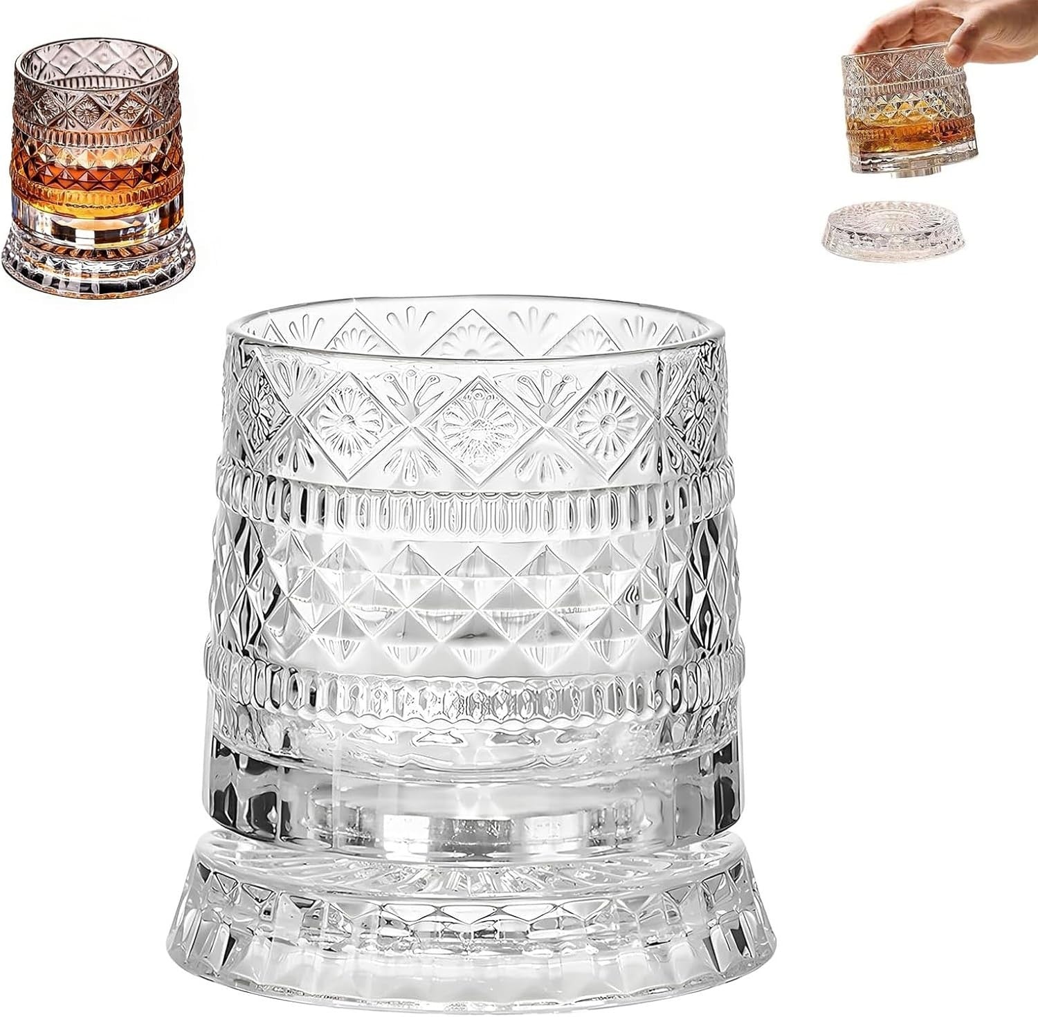 Crystal Whiskey Glass 360 Degree Rotating Spinning Wine Glass Stress Relief UK