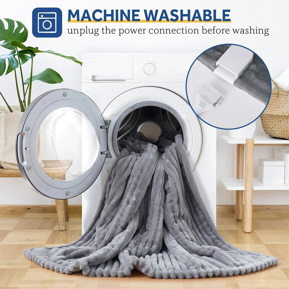 Electric Blanket Heated Throw Over Luxurious Fleece Washable Digital Controller