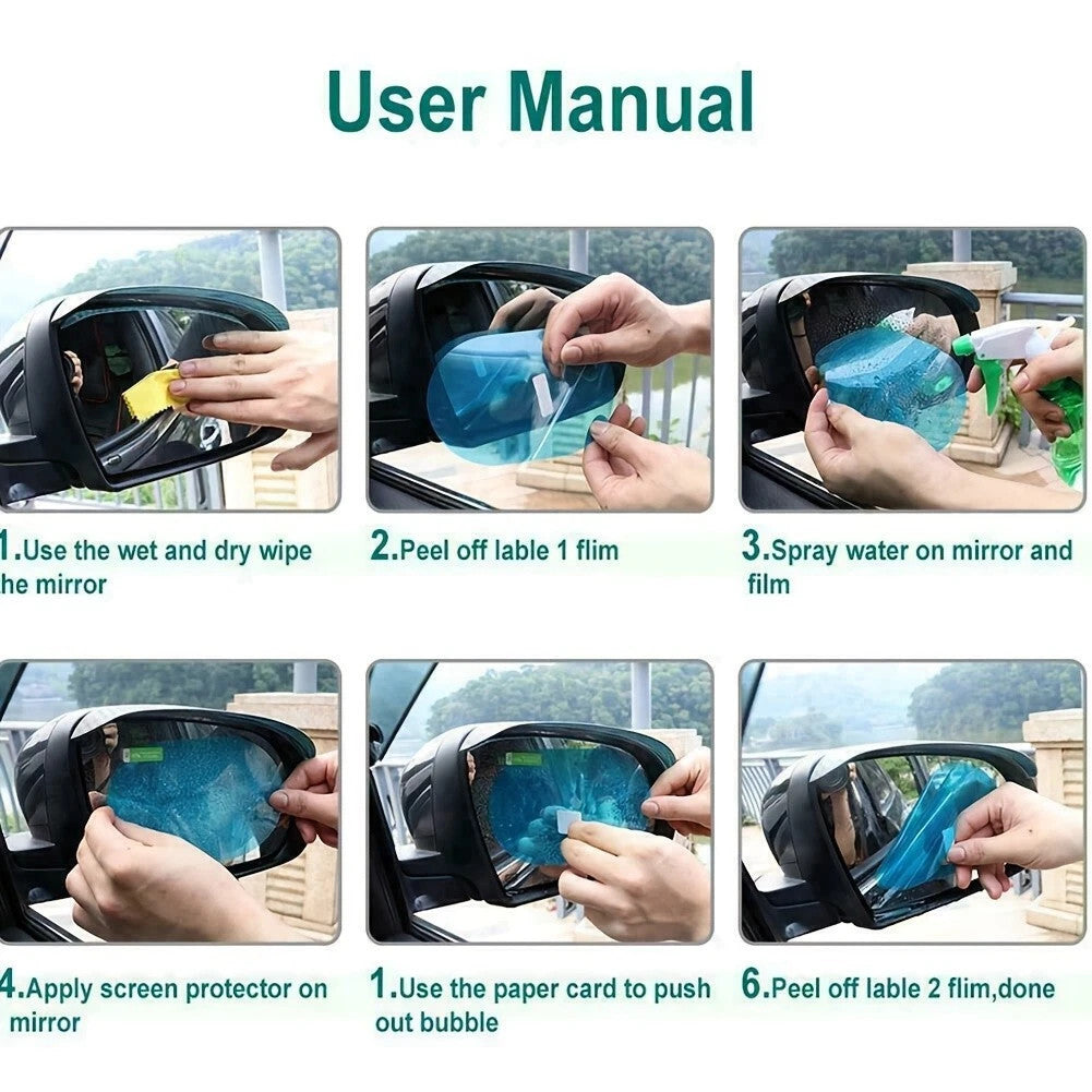 4pcs Car Rearview Mirror Protective Film Side Windows Sticker, Anti Fog Glare UK
