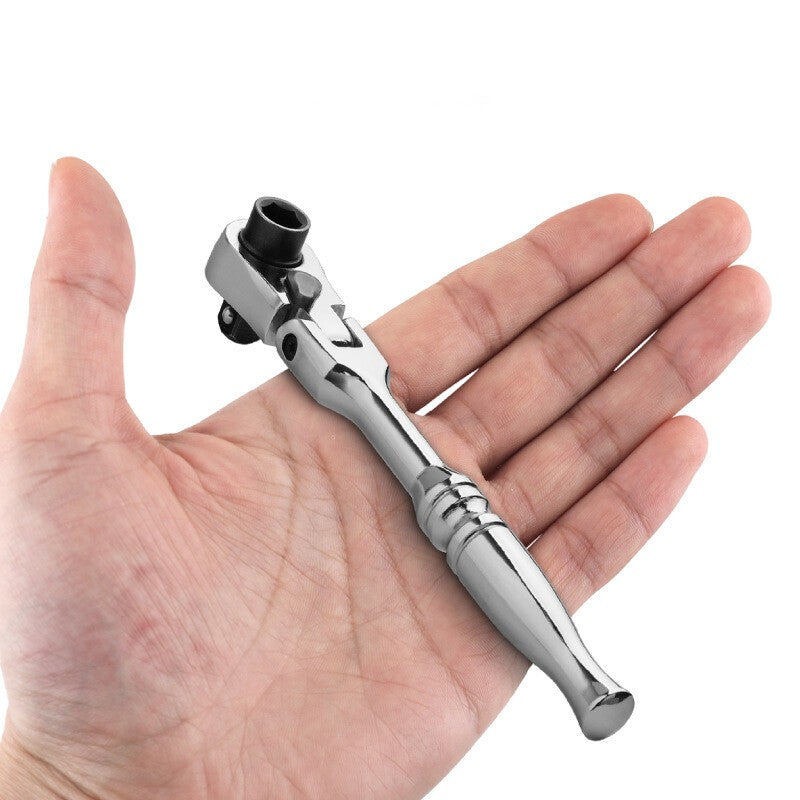 Ratchet Handle Socket Wrench 1/4" Drive 72 Tooth Flexi Head Stubby 115mm Rounded