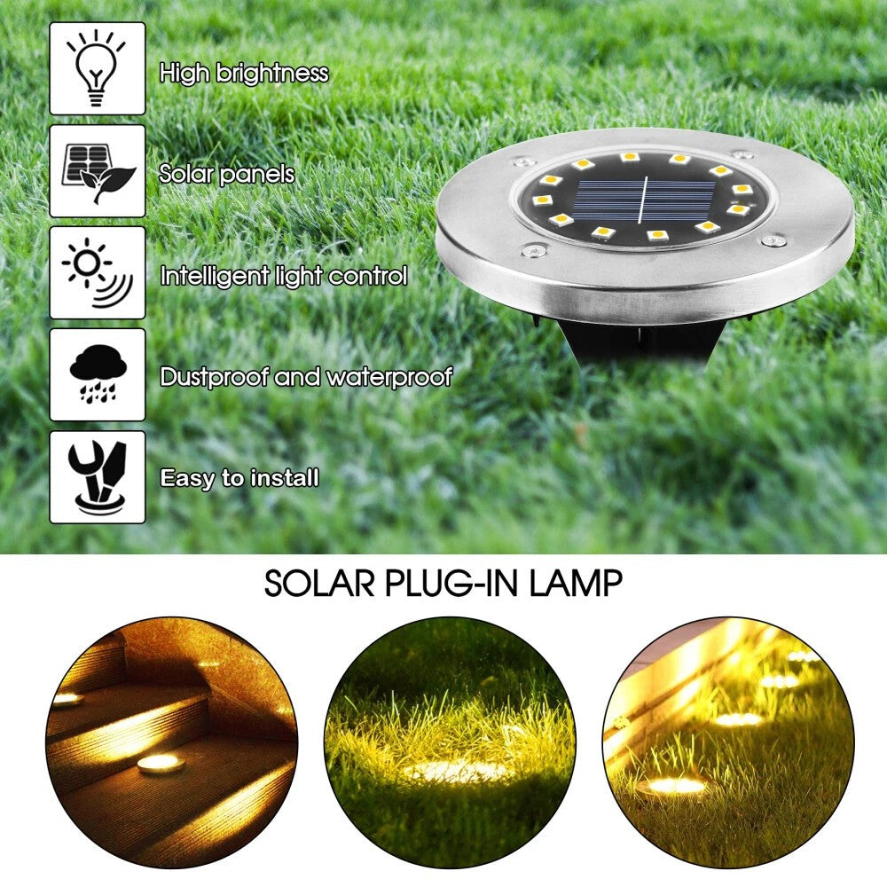 LED Solar Power Ground Lights Floor Decking Patio Outdoor Garden Lawn Path IP65