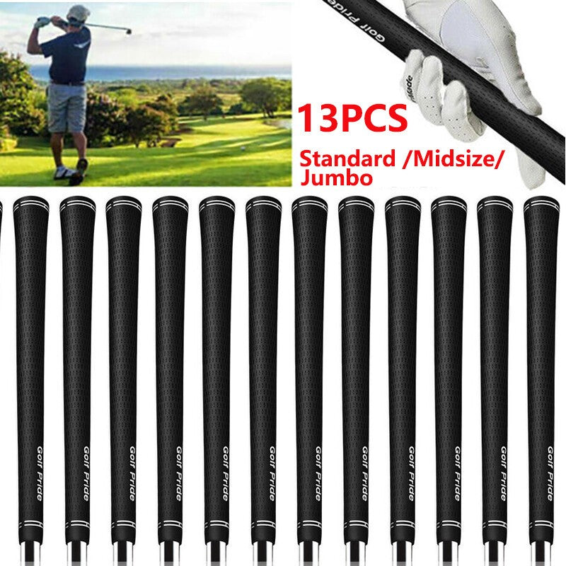 13Pcs Tour Velvet Standard Midsize Black Golf Club Grips Rubber Anti-Slip