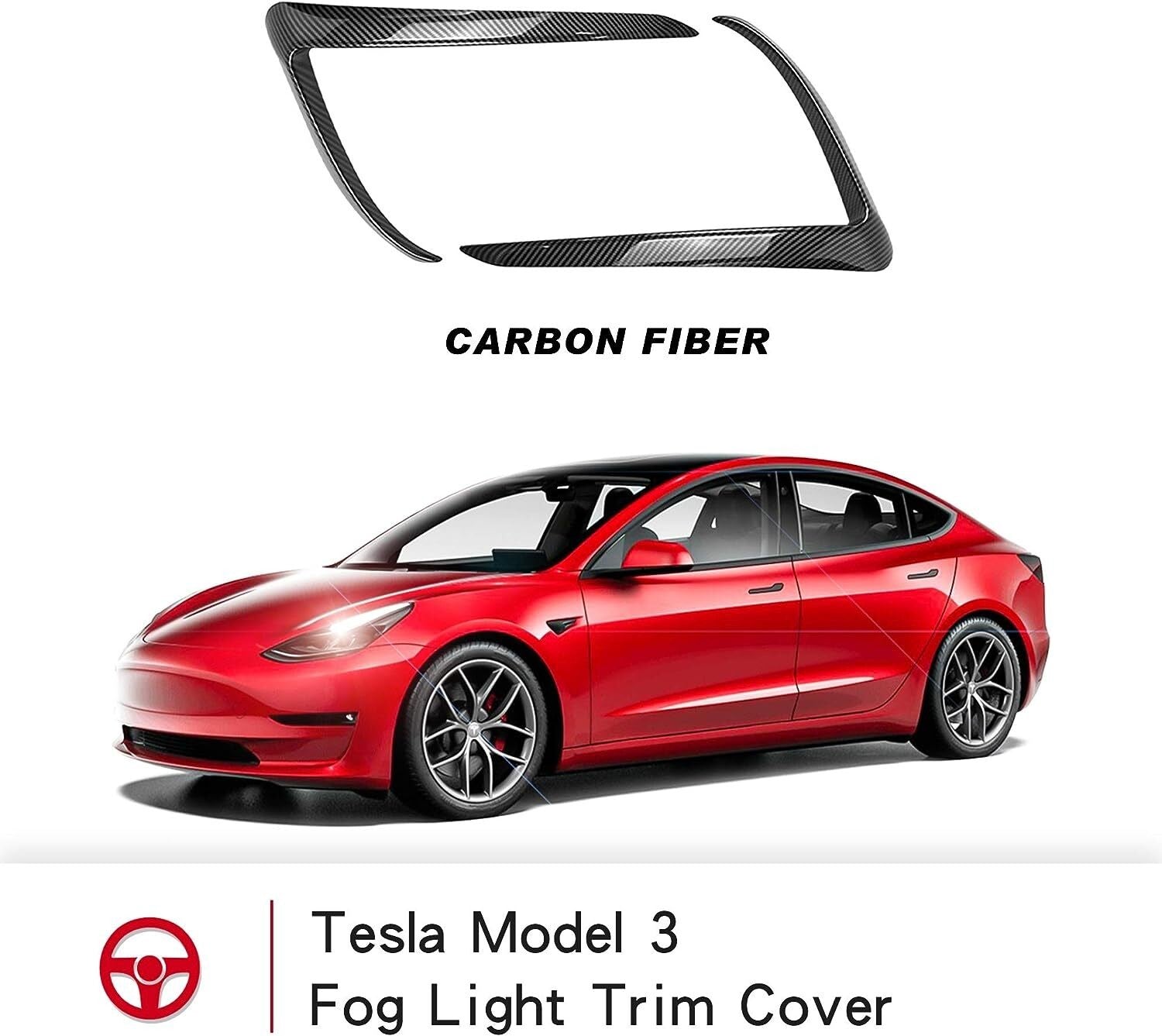 Tesla Model 3 Front Fog Light Trim Cover Fog Lamp Frame Blade Eyebrow Spoiler