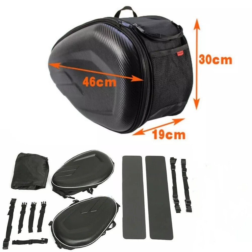 Pair Motorcycle Pannier Side Saddle Bags Luggage Bag w/ Rain Cover Waterproof