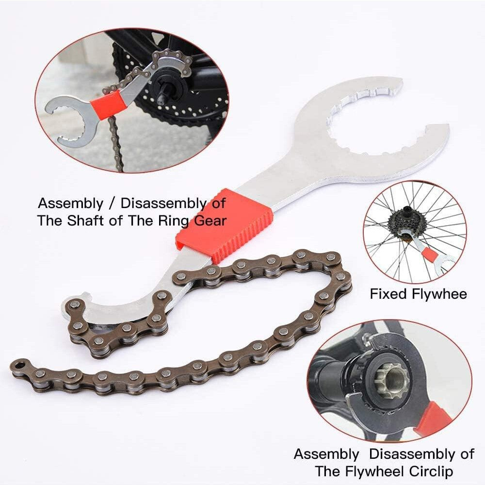 5x Bicycle Repair Kits Bike Cassette Crank Chain Whip Spanner Removal Tool Set