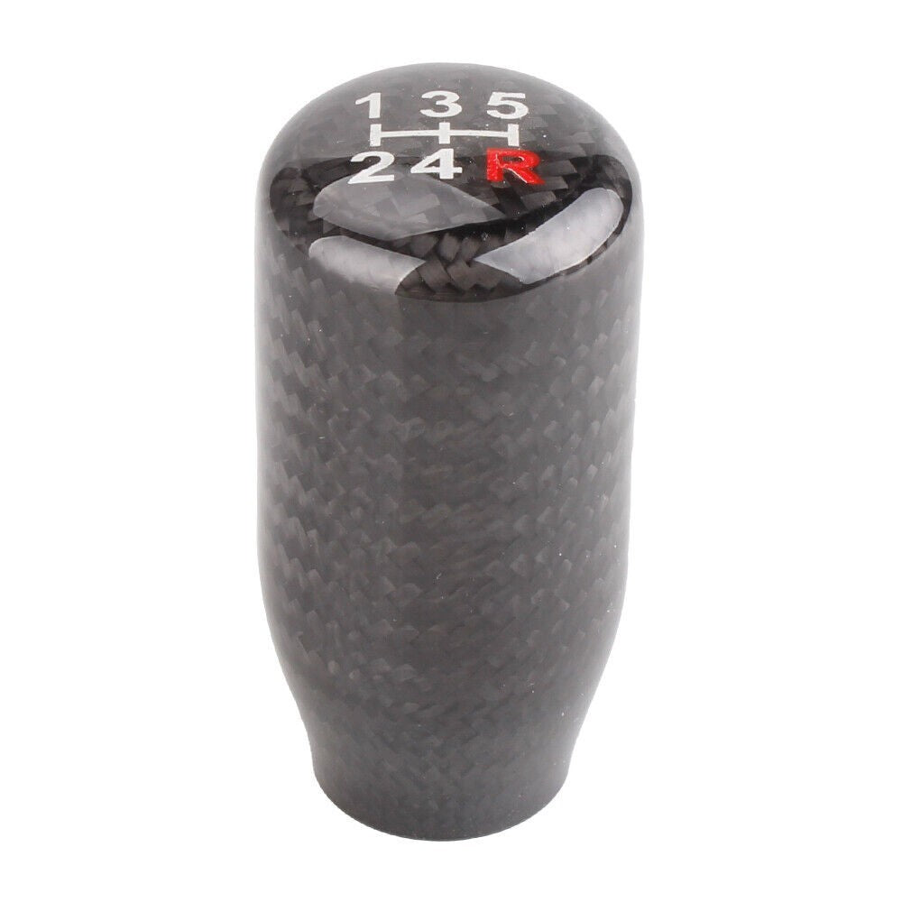 Universal Real Black Carbon Fiber Manual Gear Shift Knob Shifter Lever 5 Speed