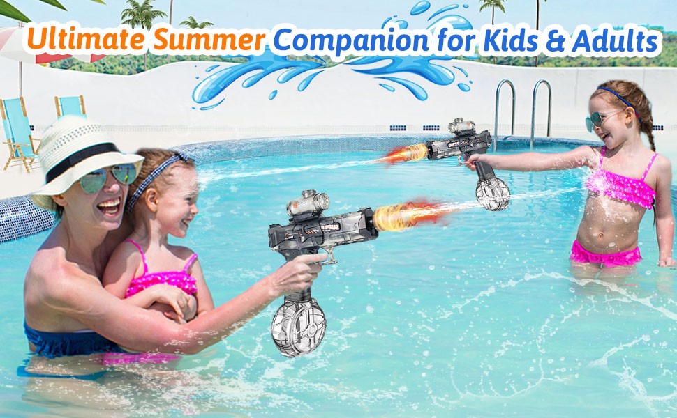 Electric Water Gun Squirt Pistol LED Muzzle Flash 0-8m Outdoor Beach Garden Toy