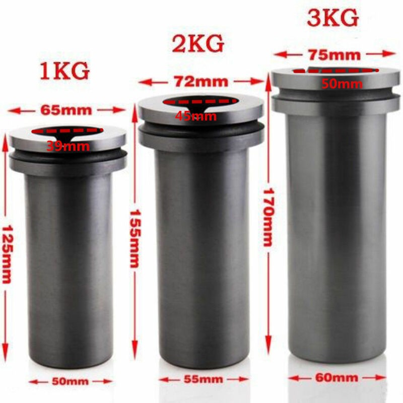 1/2/3KG Graphite Crucible Gold Silver Scrap Smelting Tool for Melting Furnace UK