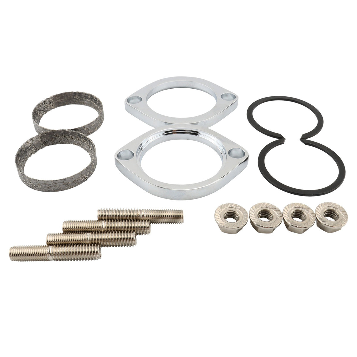 For Harley Big Twin Exhaust Flange Install Kit Pair Flanges Gaskets Washers Nuts