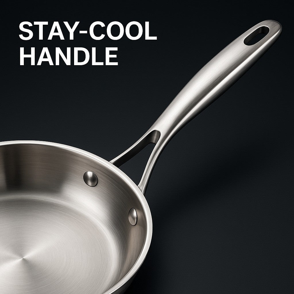 28cm Stainless Steel Frying Pan Induction Compatible Skillet Heavy Duty