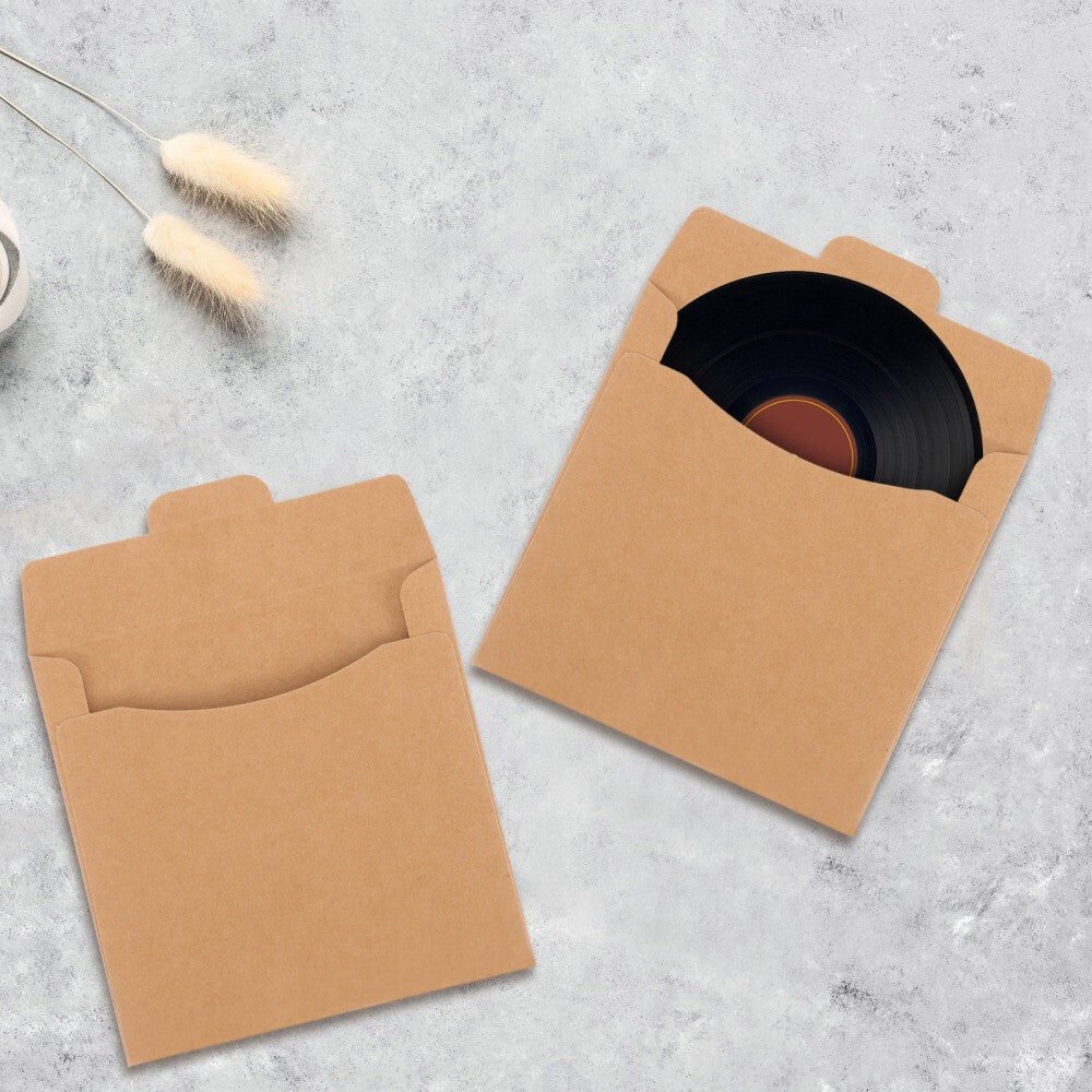 50 Pcs CD DVD Sleeves Brown Kraft Paper DVD Envelopes,Cardboard Envelopes.*
