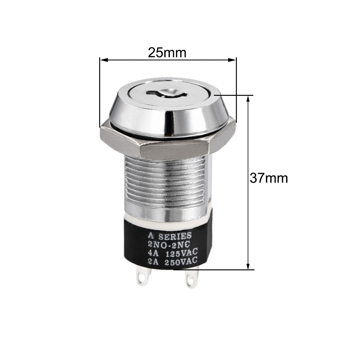 19mm 2 Positions Key Locking Push Button Switch With 2 Keys 2NC-2NO S2803