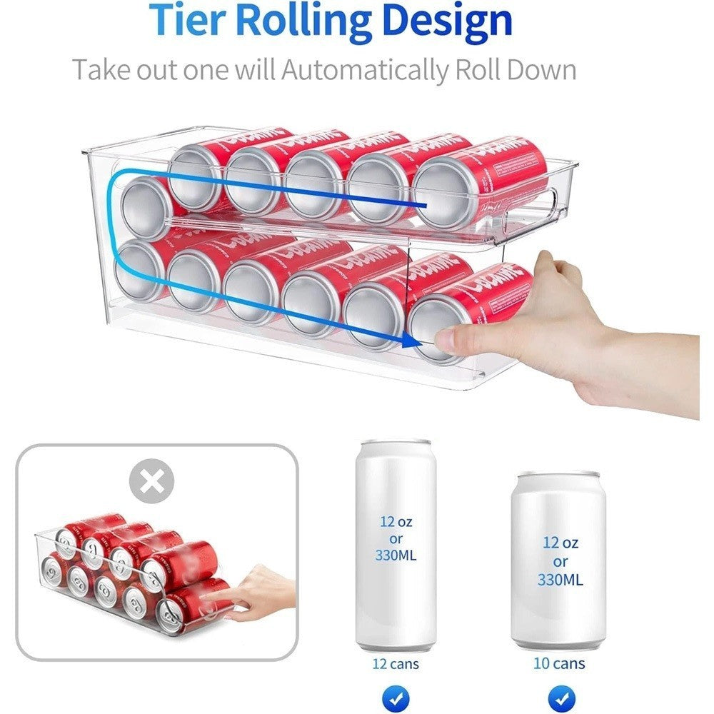 Double Layer Soda Can Dispenser Drink Beer Beverage Storage Rack Holder Shelf