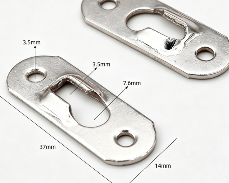 Keyhole Hanging Plate, 37mm x 14mm Single Hole Hook with Screws, 50 Pcs (Silver)