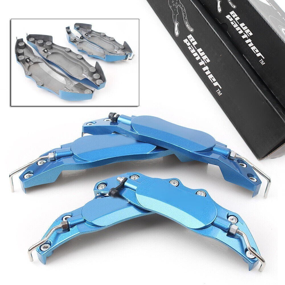 Blue Car 3D Metal Brake Caliper Covers Universal Front & Rear 2 Medium+2 Small