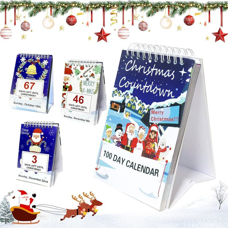 2026-100 Day Christmas Countdown Calendar Xmas Desk Tear-Off Countdown Calendar