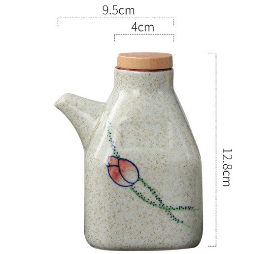 Large Oil Bottle Ceramic for Cooking and Barbecue Pourer Soy Sauce Dispenser