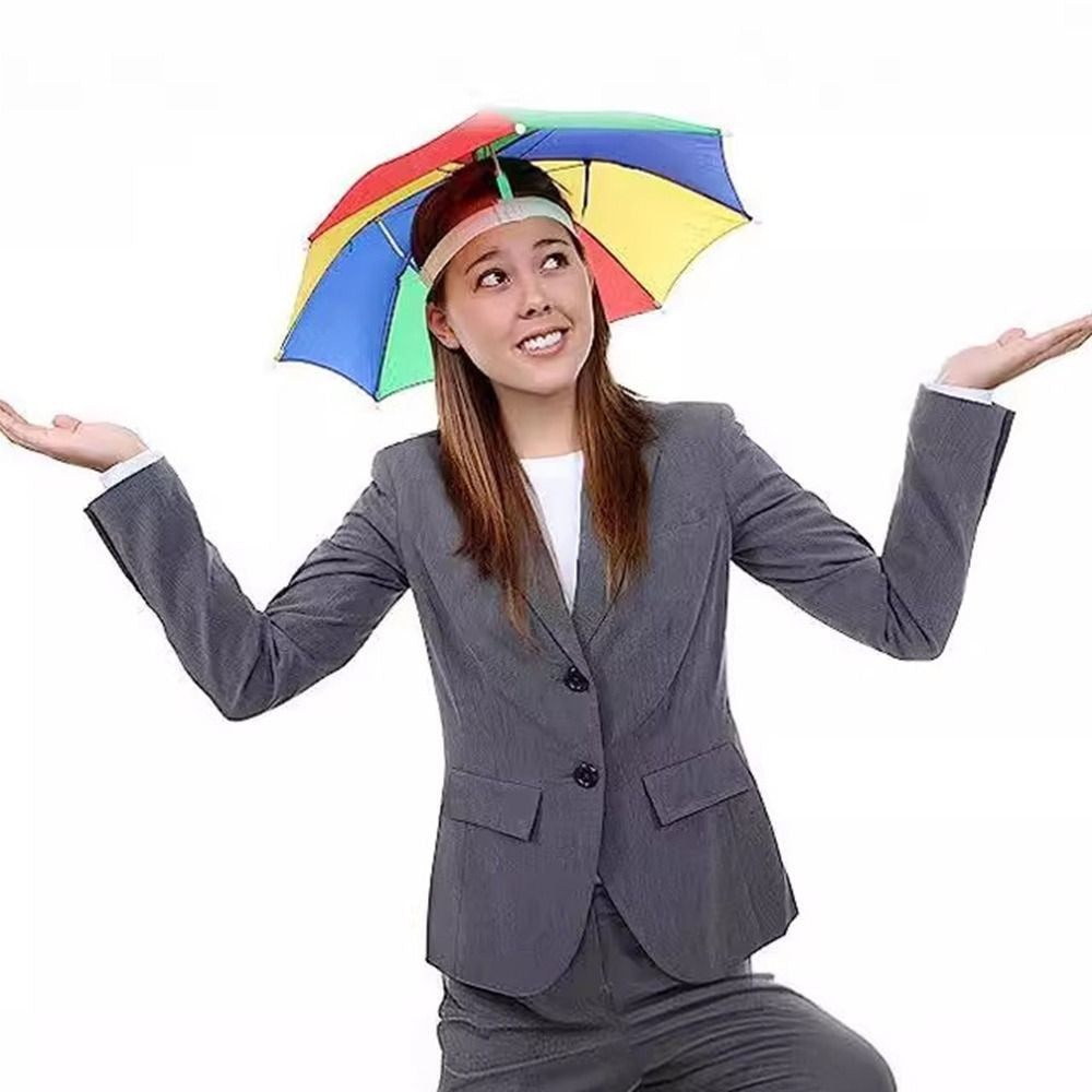 Adults/Children Windproof Rain Gear Sunshade Head Hats New Head Umbrella Hat