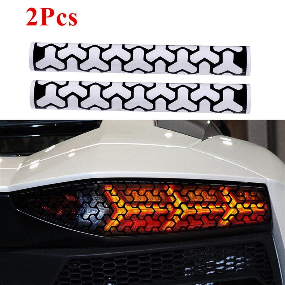 2x Car Rear Tail Light Cover Black Honeycomb Sticker Tail-lamp Decal Accessories