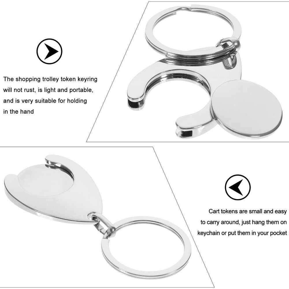 2PCS Metal Key Ring Shopping Trolley Token Keyring Coin Keychain  Supermarket