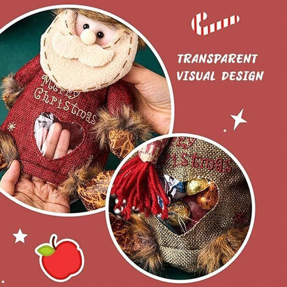 3D Packaging Snowman Santa Claus Present Bag Xmas Decor Apple Gift Zipper Bag 1x
