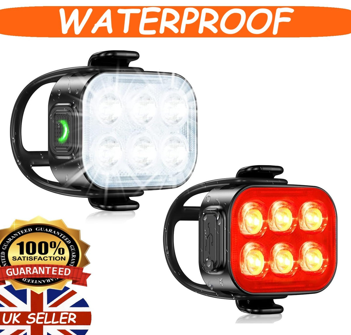 Bike Lights Night Warning Lights Rechargeable Bicycle Lights Front+Rear