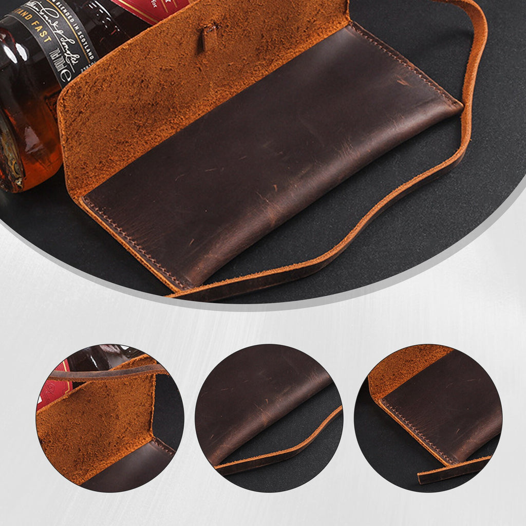 Crazy Horse Leather Folding Pipe Bags Tobacco Roll Pipe Accessories Pouch Cases