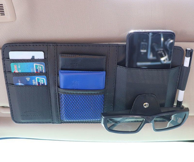 Car Sun Visor Organizer Auto Pen Business Card Holder CD Storage Box Bag Black