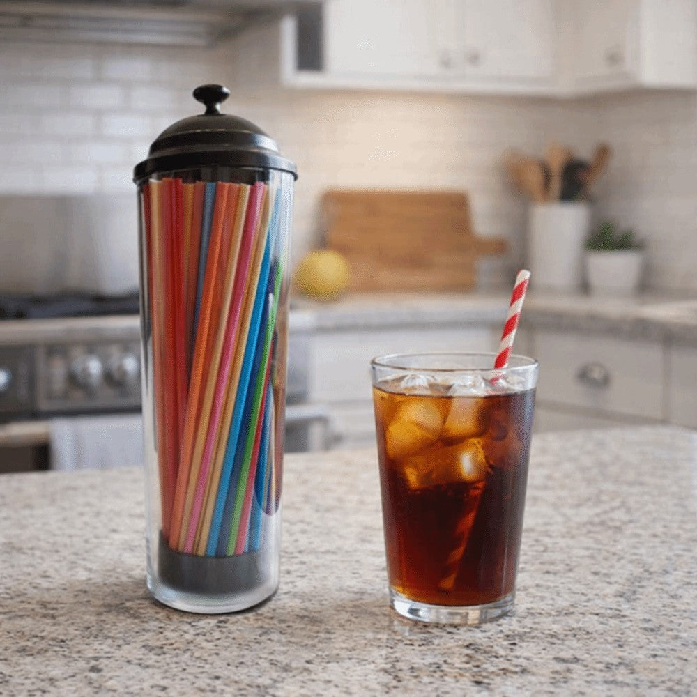 Portable Straw Organizer Container Bottle Drinking Straw Holder Straw Dispenser