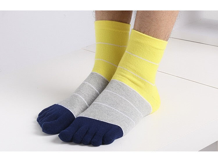5 pairs Men's Cotton Five Finger Toe Socks Breathable Comfort Thermal Size 7-11