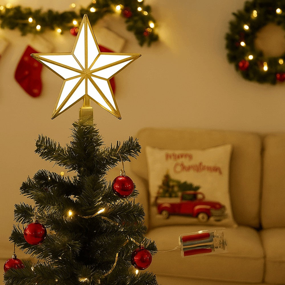Christmas Tree Top Star Light Battery Powered Glowing Christmas Decorations
