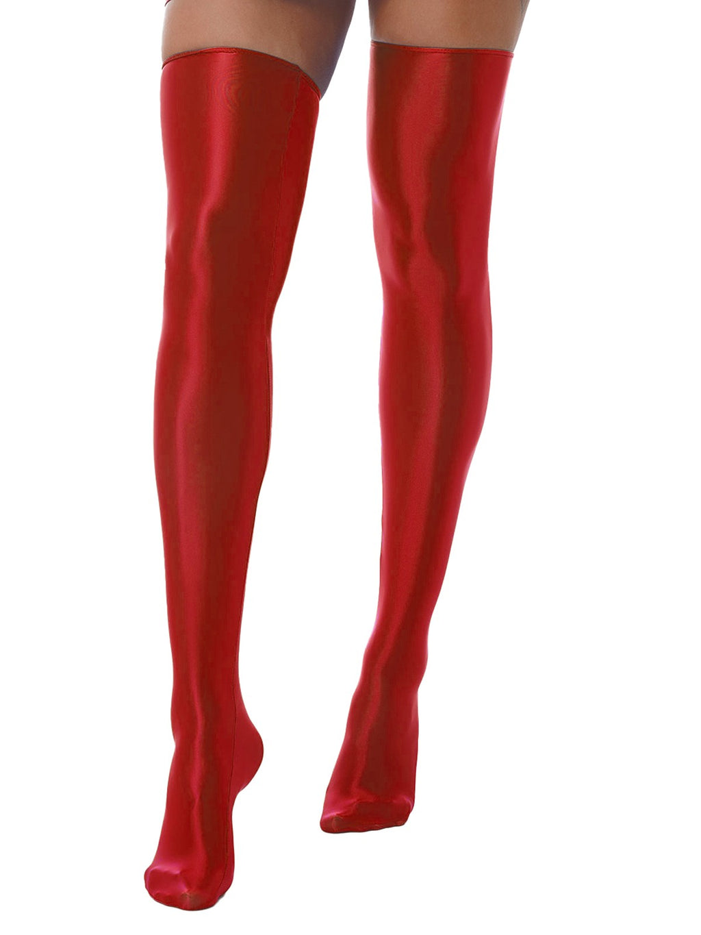 1 Pair Womens Oil Shiny Stockings Stretchy Footed Thigh High Stockings Lingerie