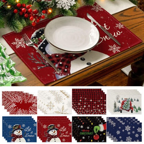 Set of 4  Dining Table Placemat Christmas Placemats Place Mats Xmas Dinner Table