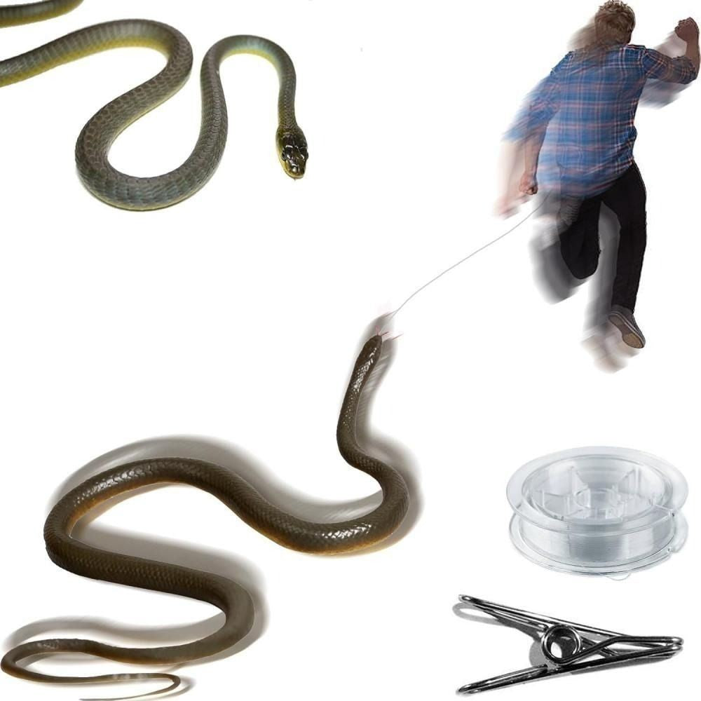 Realistic Snake Prank Toy w/String & Clip Chasing Snake Prank That Chase People