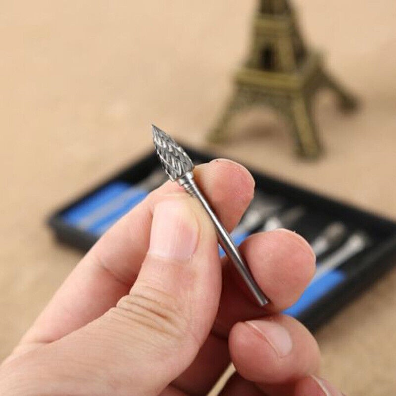 10x 6mm Tungsten Carbide Point Burr Die Grinder Shank Rotary Drill Bits Pack Kit