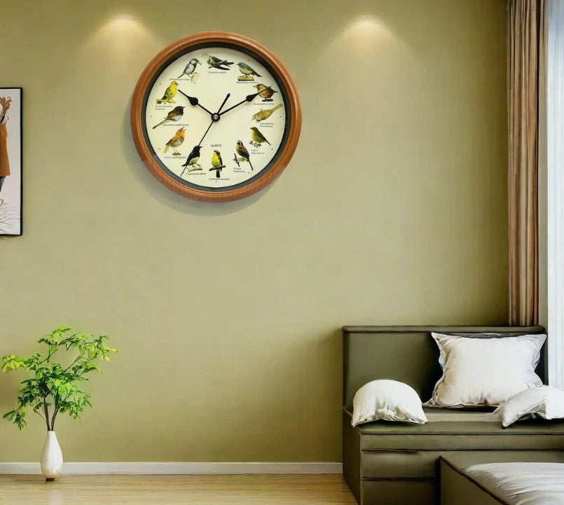 Singing Bird Wall Clock Hanging Clock Decor for Kitchen Home NEW