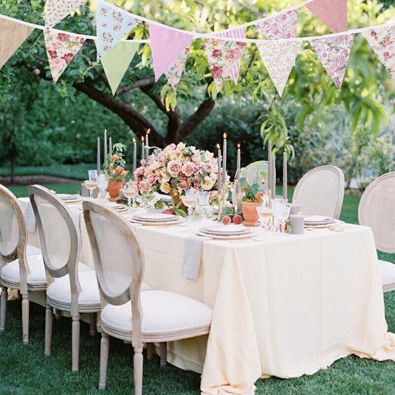40Ft Fabric Bunting, 42Pcs Outdoor Bunting Banner,Floral Vintage Cotton