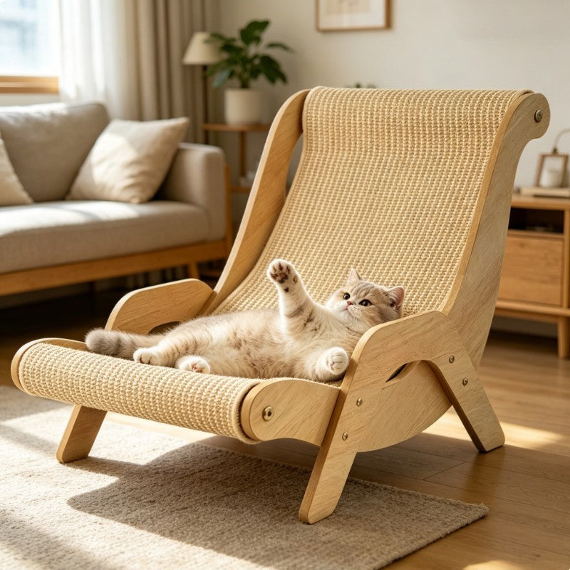 Cat Lounge Sofa Hammock Bed With Scratching Pad Pet Rest Chair For Kitten Sleep