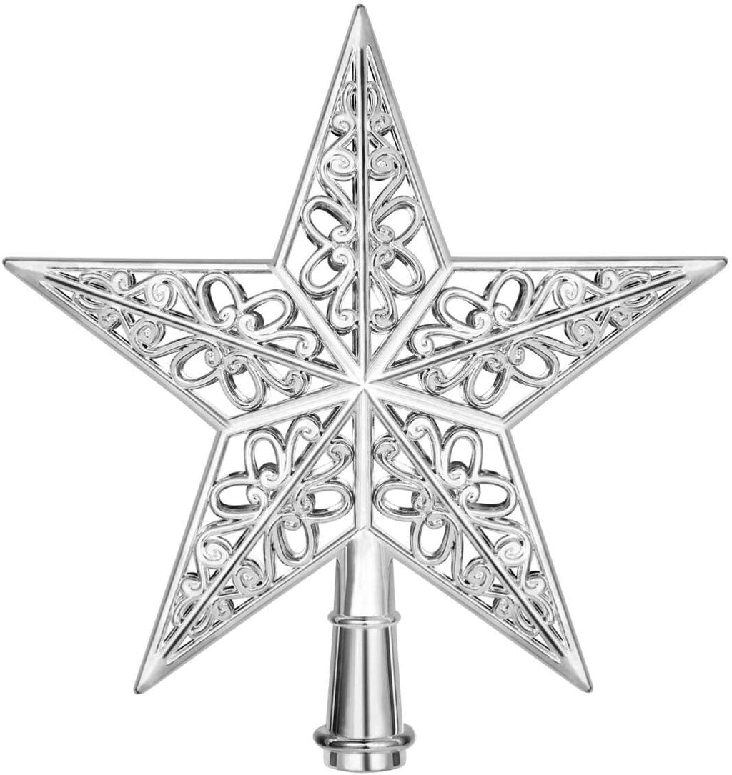 20cm Christmas Tree Topper Hollowed-out Tree Star Topper Ornaments Party Decor