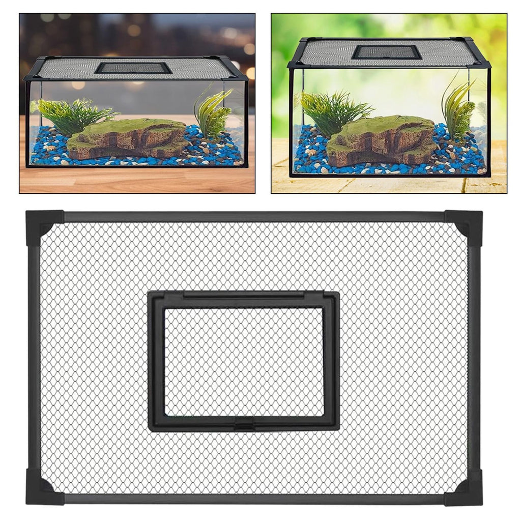 Fish Tank Lid Self Assembly Anti Jump Net Cover Magnetic Black Aquarium Hood