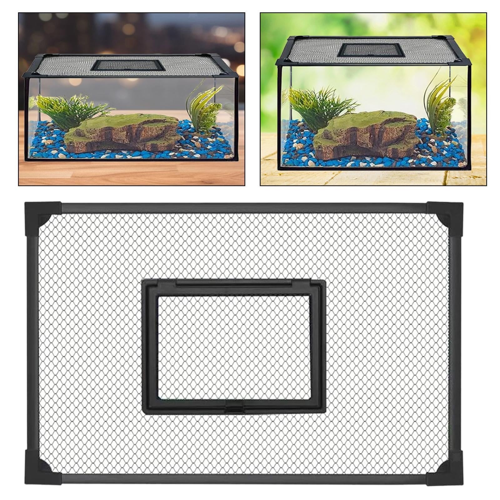 Fish Tank Lid Self Assembly Anti Jump Net Cover Magnetic Black Aquarium Hood