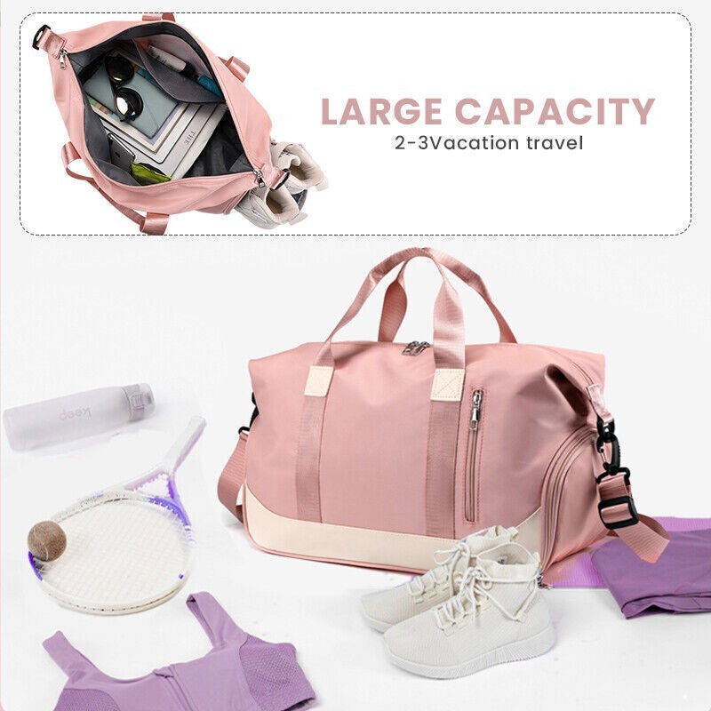Large Women Gym Bag Multi Purpose Sports Duffle Bag Travel Luggage Carry Bag