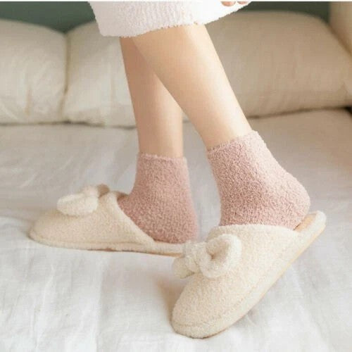 5 Pairs Women Soft Fluffy Cosy Bed Socks Warm Lounge Slipper Fleece Sock Winter