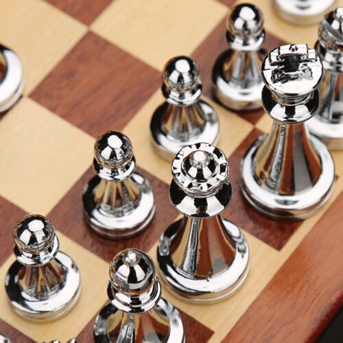 Retro Medieval Luxury Wooden Chess Set with Board & Family Game Pieces
