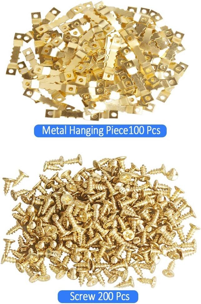 100x Sawtooth Picture Frame Wall Hangers Hardware Hanging Set with 200 Screws UK