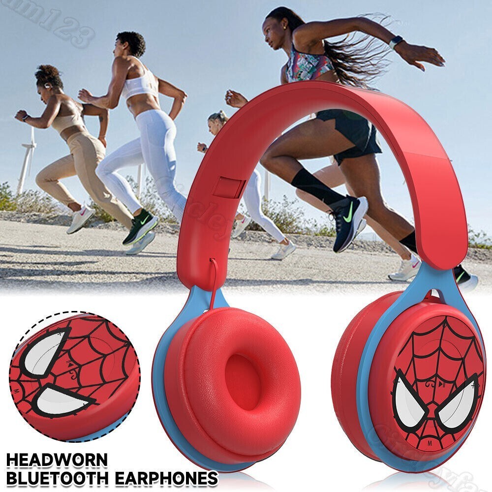 Kids Wireless Bluetooth Headphones Headset Earphone Spider Man Super Hero Gift