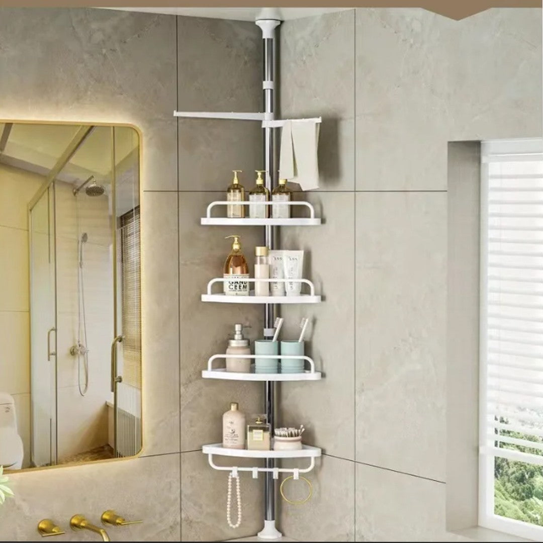 4 Tier Telescopic Bathroom Wall Corner Shelf Rack Shower Caddy Storage Organizer
