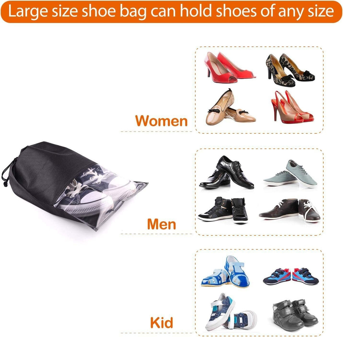 Large Portable Shoes Bag Travel Storage Pouch Drawstring Dust Bags Non-woven