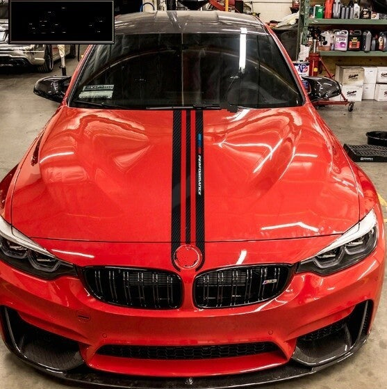BMW Performance 5D Carbon Fiber Car Hood Bonnet Sticker Car Decals Stripes